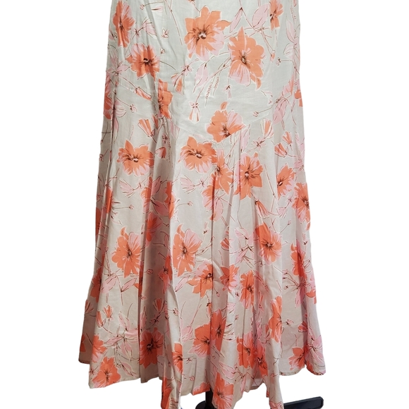 Rebecca Taylor La Vie Louise Floral Ruffle Midi Dress in Soft Blue/Peach Small - Picture 9 of 11